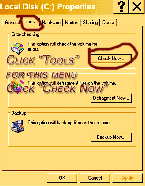 TOOLS tab then Check Now 
