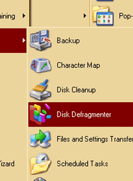 Click Disk Defragmenter